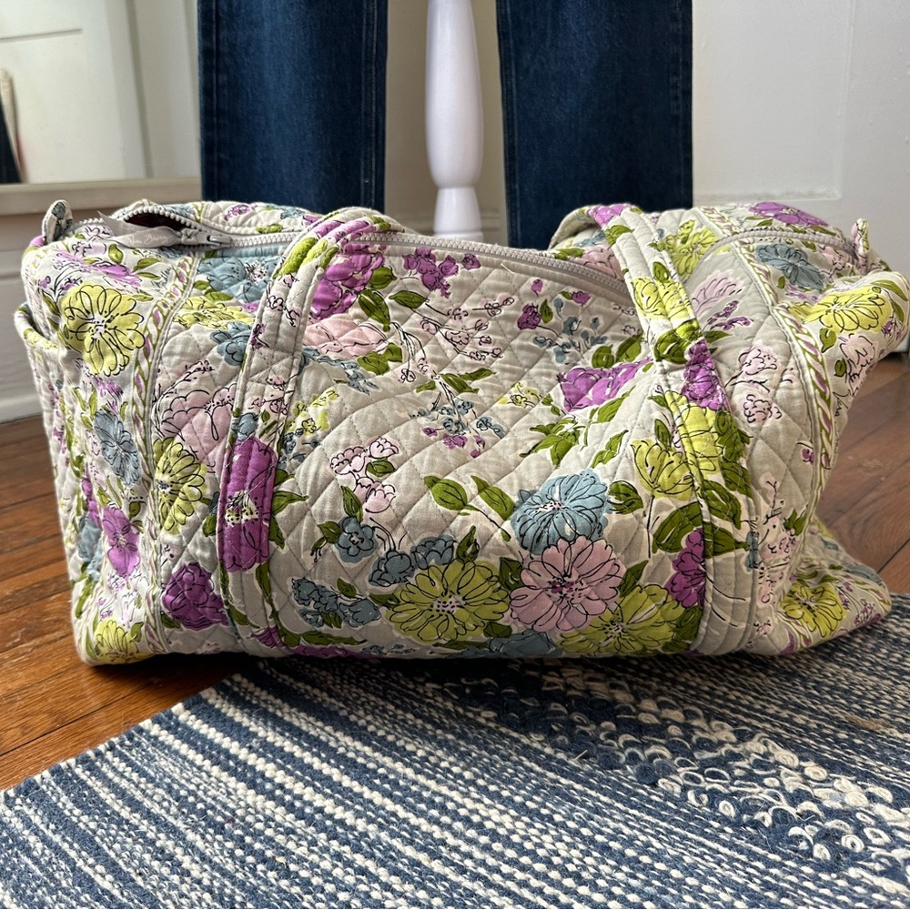 Vera Bradley floral duffle bag quilted purple and grey